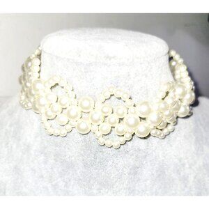 BERYUAN Boho 3-Tier Faux Pearls Choker Necklace chunky layered Graduated Pearls